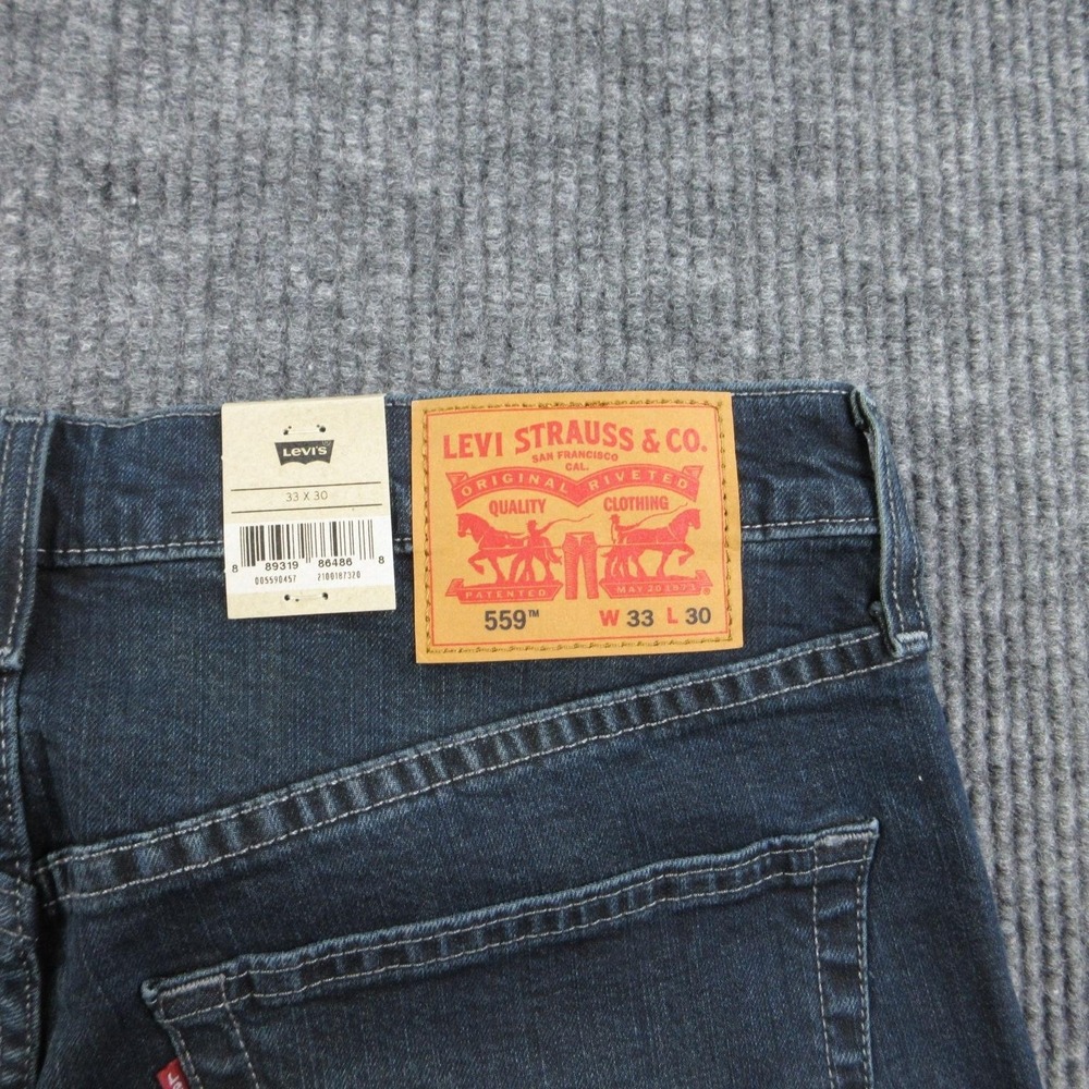 Levi's 559 Jeans Mens 33x30 Blue Relaxed Straight Stretch Classic 35x29.5* NWT - Picture 14 of 16